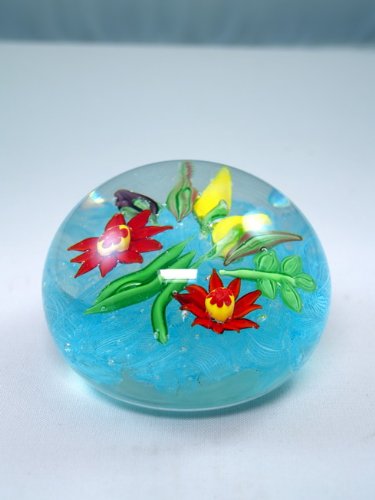 M Design Arted Hand Glass Dark Assorted Murrine Ball Paperweight 02