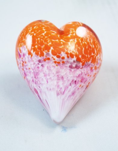 M Design Art Handcraft Orange Flower Lying in Snow-Like Murrine Paperweight