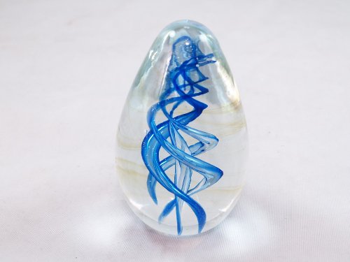 M Design Arted Hand Glass Colorful Spiral Design Egg Paperweight 01