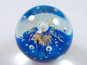 M Design Art Handcraft Glass Bubble Orange Flower HandmadePaperweight