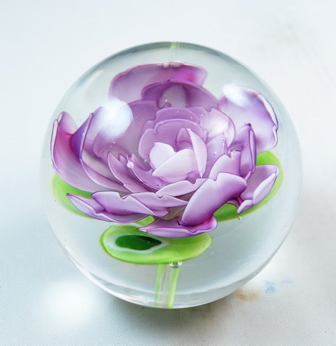 M Design Art Handcraft Rainbow Color Millefiori Glass Paperweight 01