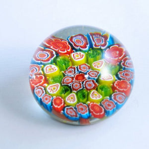 M Design Art Handcraft Glass Handcraft White Striped Red Heart Handcraft