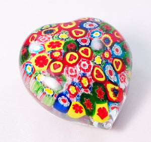 M Design Art Handcraft Green Teap Drop Rainbow Glass Paperweight