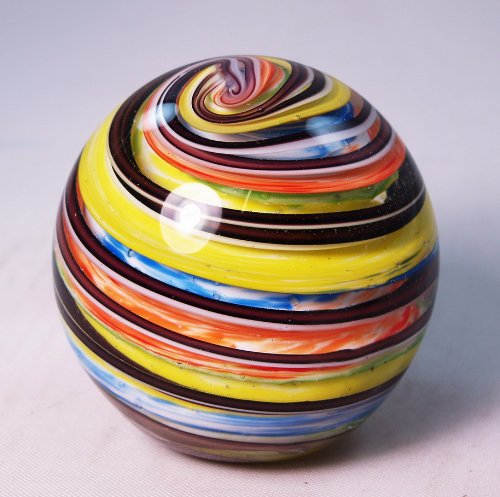M Design Art Handcraft Bubbling White Striped Blue Bubble Paperweight 01