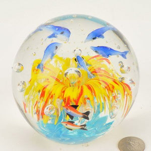 M Design Art Handcraft Glass Dolphins Family Sculpture Huge (Heavy)