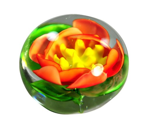 M Design Art Hand Craft Rainbow Blue Millefiori Glass Paperweight 02