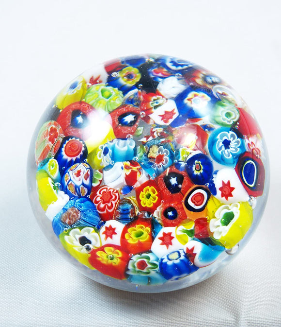 M Design Art Hand Craft Rainbow Mix Flame Pattern Mushroom Glass Paperweight