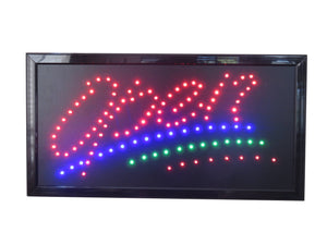19x10 LED Neon Sign Lighting by Tripact Inc - 2 Swtiches: Power & Animation for Business Identification - Open Script