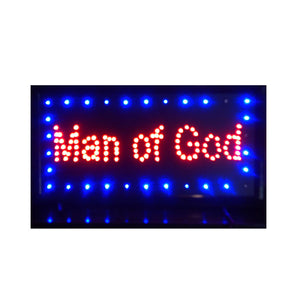 19x10 LED Neon Sign Lighting by Tripact Inc - 2 Swtiches: Power & Animation for Business Identification - Man of God