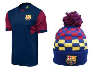 Icon Sports Men FC Barcelona Official Soccer Jersey and Beanie Combo 38