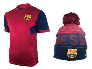 Icon Sports Men FC Barcelona Official Soccer Jersey and Beanie Combo 12