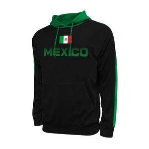 Mexico Adult Stripe Pullover Hooded Sweatshirt - Black