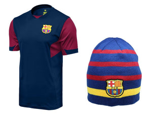 Icon Sports Men FC Barcelona Official Soccer Jersey and Beanie Combo 39
