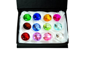 Tripact 12pc 20 mm Round Diamond Shaped Jewel Crystal Paperweight Box Set