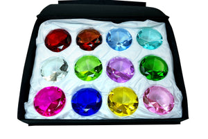 Tripact 12pc 60 mm Round Diamond Shaped Jewel Crystal Paperweight Box Set