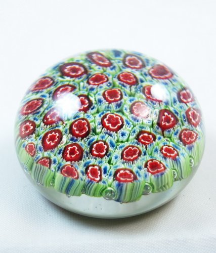 M Design Art Handcraft Red w/ Clear Bubbles Egg Paperweight