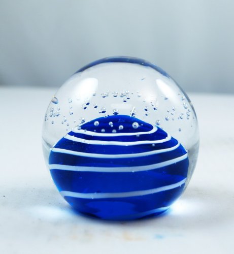 M Design Art Handcraft Orange Striped Handmade Glass Paperweight