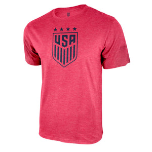 Icon Sports U.S. Soccer Federation USWNT Logo Adult T-Shirt Red w/ Blue Logo