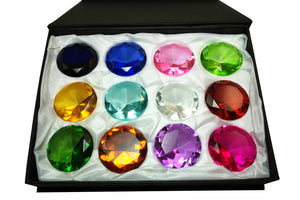 Tripact 12pc 50 mm Round Diamond Shaped Jewel Crystal Paperweight Box Set