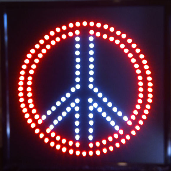 19x19 Neon Sign LED Lighting - 2 Swtiches: Power & Animation for Business Identification by Tripact Inc - Peace Sign