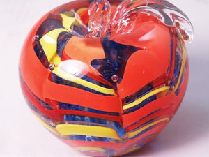 M Design Art Handcraft Bubbling Red & Gold Cube in Ball Paperweight