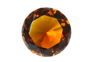 Tripact 80 mm Amber Orange Diamond Shaped Jewel Crystal Paperweight