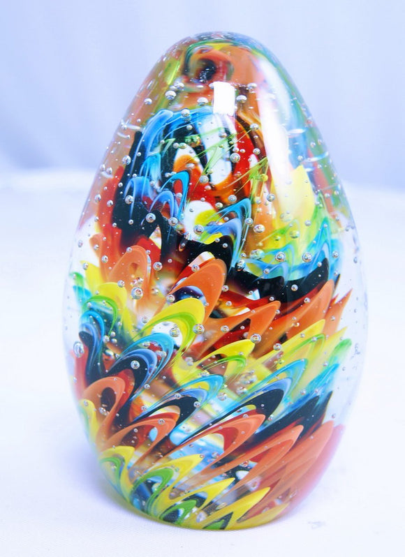 M Design Art Handcraft Rainbow Spiral Egg Paperweight 02