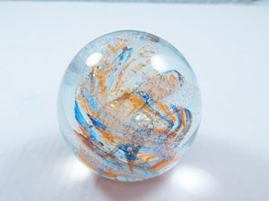 M Design Art Handcraft Clear White Heart Floating Over Swirls of Red Paperweight 01