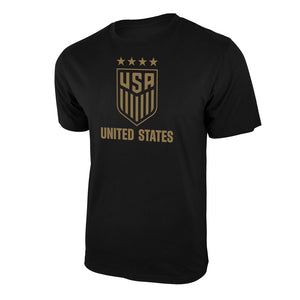 Icon Sports U.S. Soccer Federation USWNT Logo Adult T-Shirt Black w/Gold Large Logo