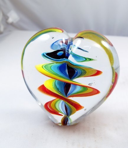 M Design Art Handcraft Glass Murrine & Ribbon Green Egg Paperweight 02