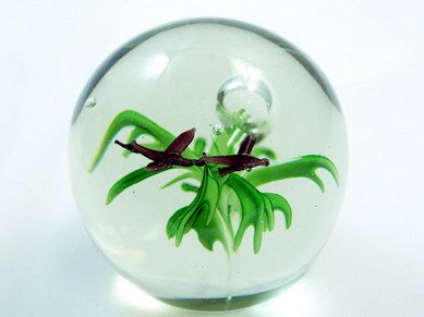 M Design Art Handcraft Bubble Wave Rainbow Blue Glass Paperweight