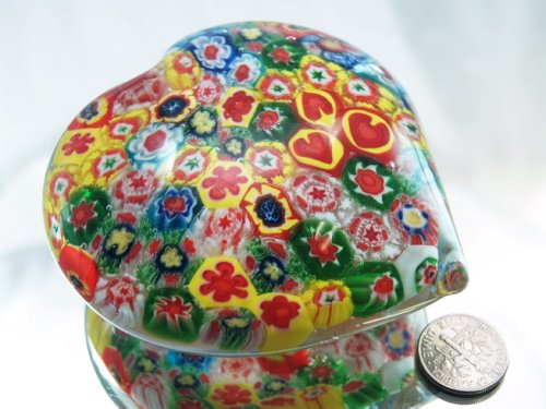 M Design Art Handcraft Rainbow Millefiore Apple Paperweight