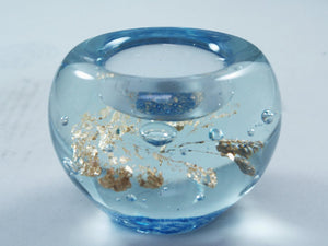 M Design Art Handcraft Gold Floating in Ocean Within An Apple Paperweight 02