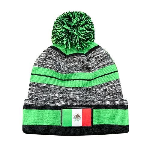 Mexico Country Soccer Unisex Pom Pom Beanie Green