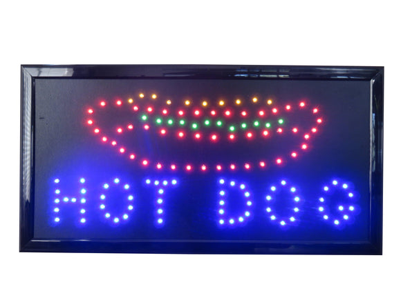 19x10 LED Neon Sign Lighting by Tripact Inc - 2 Swtiches: Power & Animation for Business Identification - Hot Dog