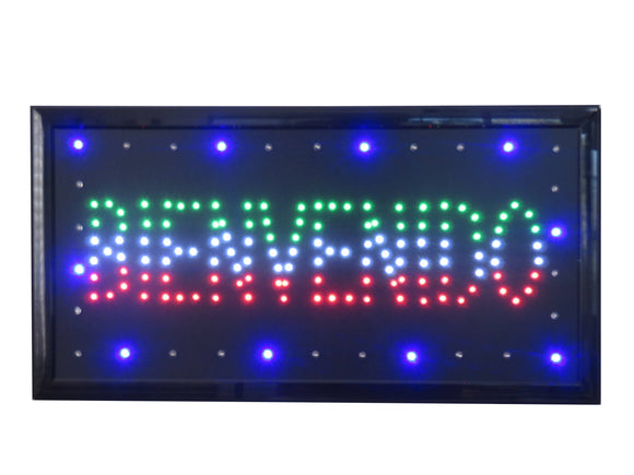 19x10 LED Neon Sign Lighting by Tripact Inc - 2 Swtiches: Power & Animation for Business Identification - Bienvenido