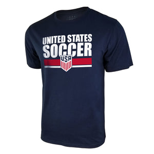 Icon Sports U.S. Soccer Federation USMNT Logo Adult T-Shirt Navy Logo Word