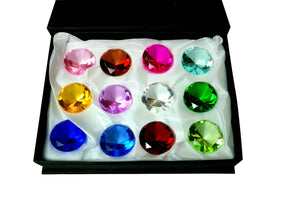 Tripact 12pc 30 mm Round Diamond Shaped Jewel Crystal Paperweight Box Set