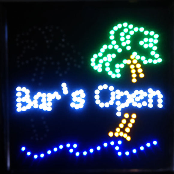 19x19 LED Neon Sign Lighting by Tripact Inc - 2 Swtiches: Power & Animation for Business Identification - Bars Open