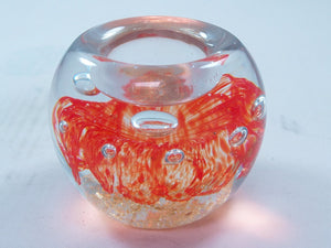 M Design Art Handcraft Rainbow Spiral Ribbon in Clear Heart Paperweight
