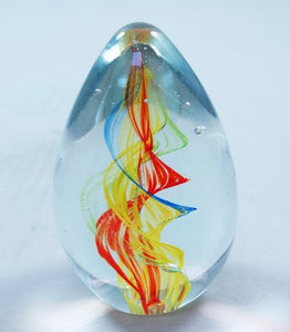 M Design Art Handcraft Clear Halo Orange Bottom in Clear Apple Paperweight