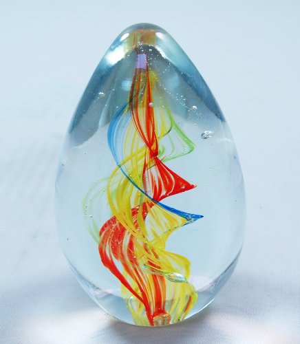 M Design Art Handcraft Clear Halo Orange Bottom in Clear Apple Paperweight
