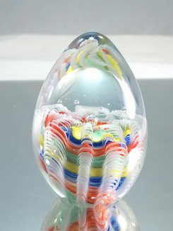 M Design Art Handcraft Crystal Rainbow Swirls Layer Glass Paperweight