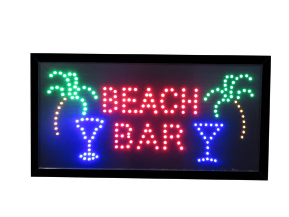 19x10 LED Neon Sign Lighting by Tripact Inc - 2 Swtiches: Power & Animation for Business Identification - Beach Bar