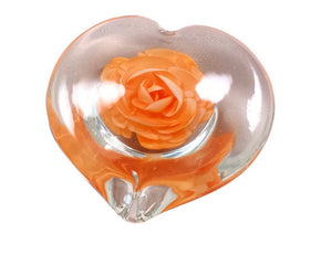 M Design Art Handcraft Orange Rose Handmade Glass Paperweight 03