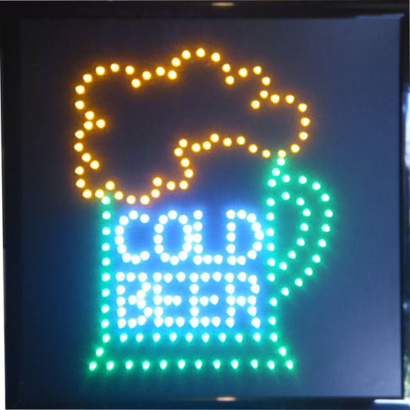 19x19 LED Neon Sign Lighting by Tripact Inc - 2 Swtiches: Power & Animation for Business Identification - Cold Beer