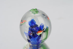 M Design Art Handcraft Blue Striped Bubble Handmade Glass Paperweight