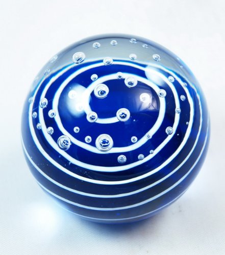 M Design Art Handcraft Bubbling White Striped Blue Bubble Paperweight L 01