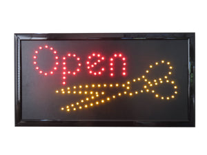 19x10 LED Neon Sign Lighting by Tripact Inc - 2 Swtiches: Power & Animation for Business Identification - Open Scissors