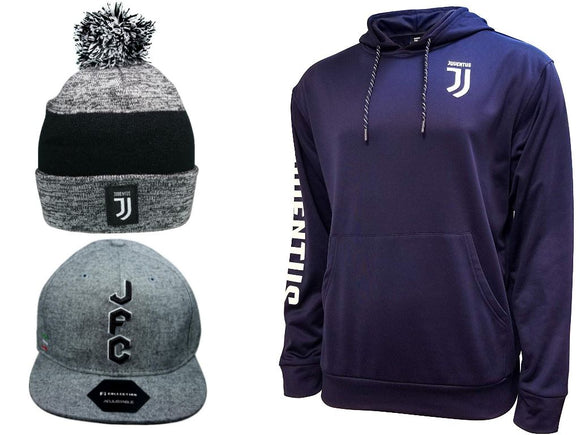 Icon Sports Juventus Soccer Hoodie Beanie Cap 3 Items combo 63-4